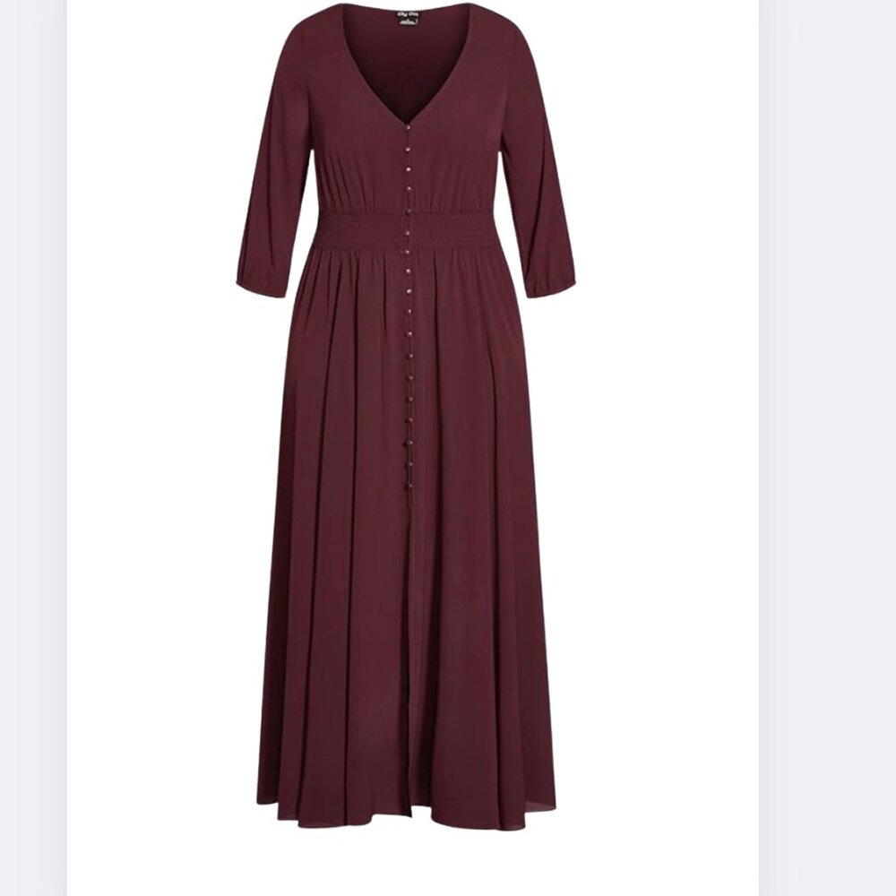 City Chic Burgundy Maxi Dress